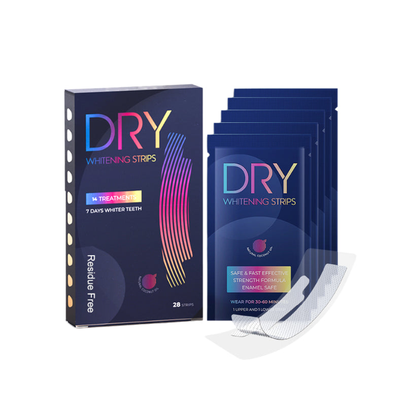 IVISMILE DRY whitening strips packaging with strips on a white background
